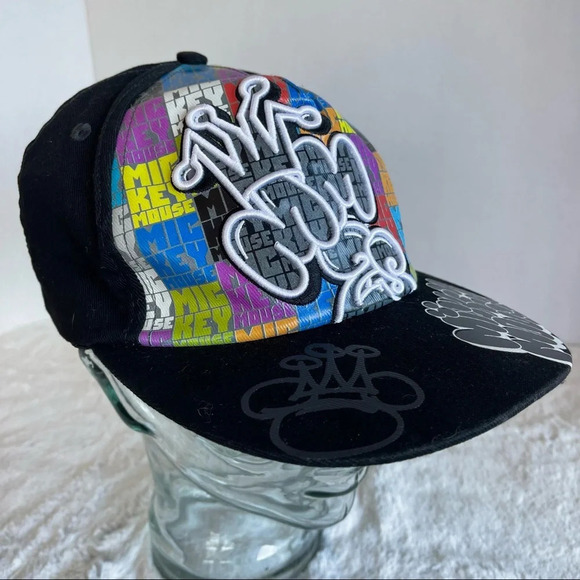 Disney Parks Mickey Mouse Graffiti Street Wear Hip Hop Cotton Elastic Hat Adult - Picture 3 of 13